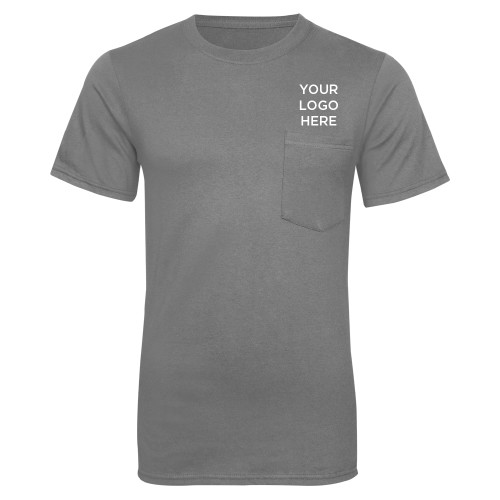 Grey 50/50 T Shirt w/Pocket-Blank Logo