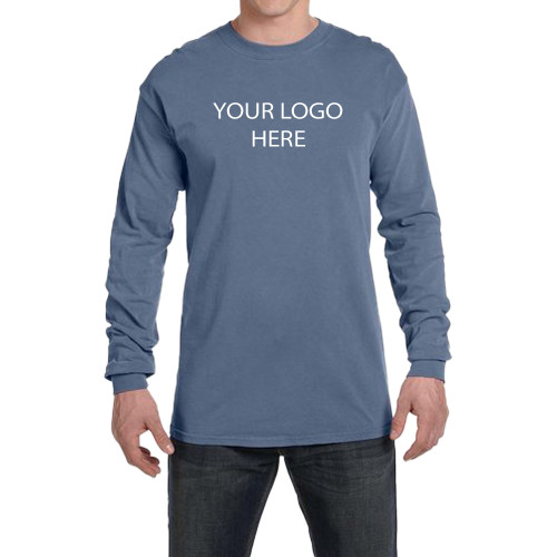 Comfort Colors Blue Jean Long Sleeve T Shirt-Blank Logo