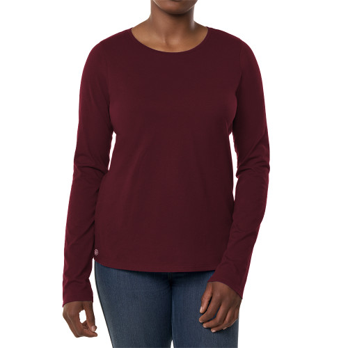Fall Rush Ladies Deep Maroon Long Sleeve Tee-Blank Logo