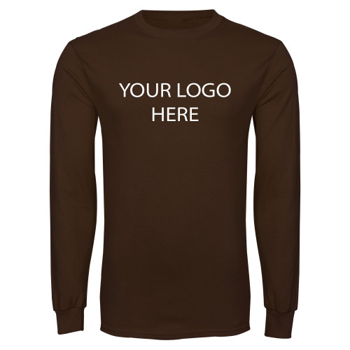 Brown Long Sleeve T Shirt-Blank Logo