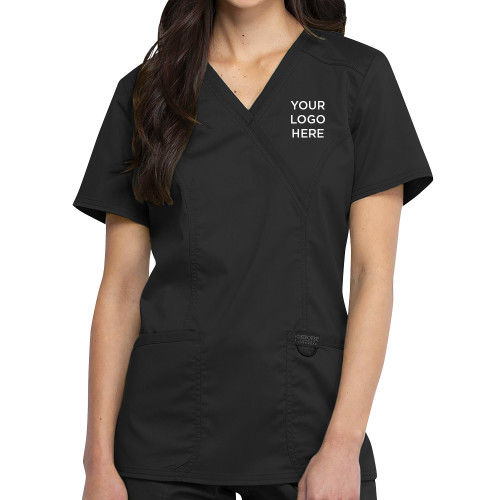 Womens Black Revolution Scrub Top-Blank Logo