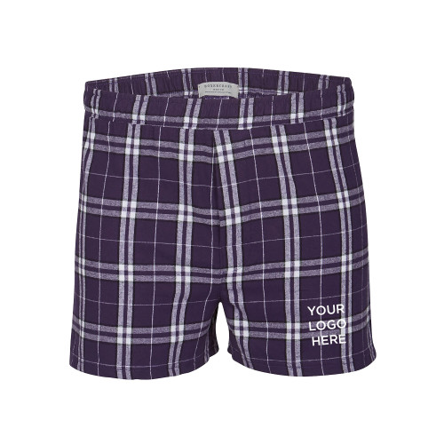 Boxercraft Purple Flannel Boxer Shorts-Blank Logo
