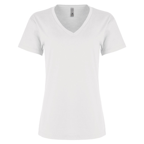 Next Level Womens White Cotton V Neck Tee-Blank Logo
