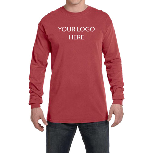 Comfort Colors Crimson Long Sleeve T Shirt-Blank Logo