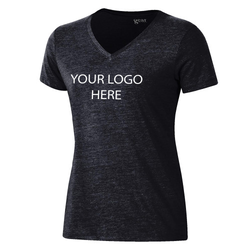 Gear Womens Black Triblend VNeck Tee-Blank Logo