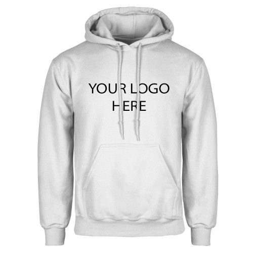 White Fleece Hoodie-Blank Logo