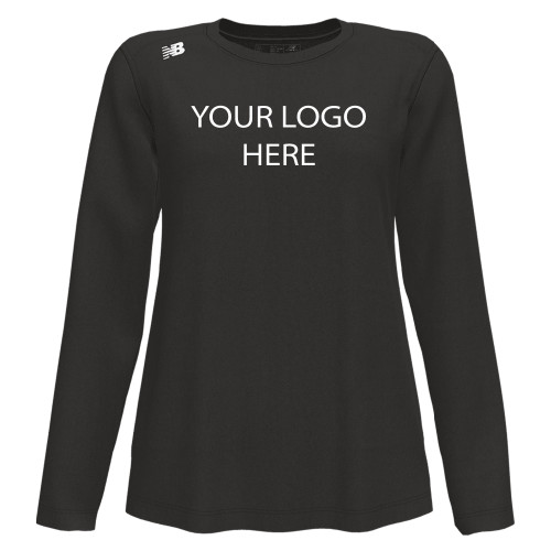 New Balance Womens Black Long Sleeve Tech Tee-Blank Logo
