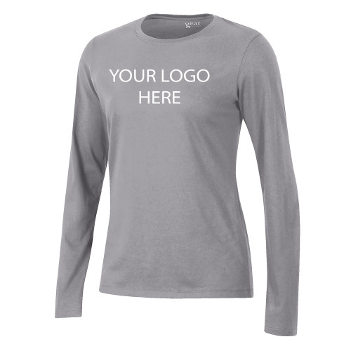 Gear Womens Oxford Heather Long Sleeve Tee-Blank Logo