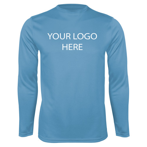 Light Blue Performance Long Sleeve Shirt-Blank Logo