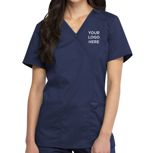 Womens Navy Revolution Scrub Top-Blank Logo