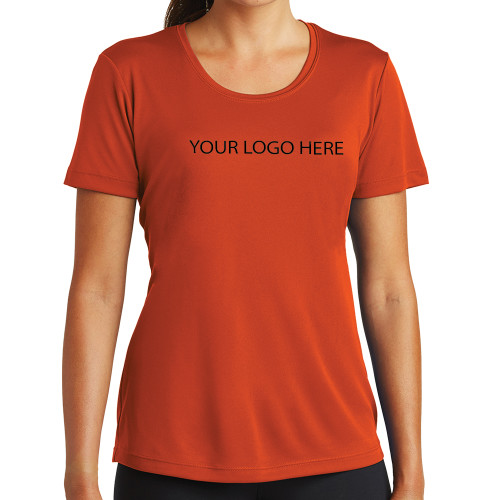 Womens Orange Performance Tee-Blank Logo