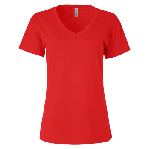 Next Level Womens Red Sueded V Neck Tee-Blank Logo