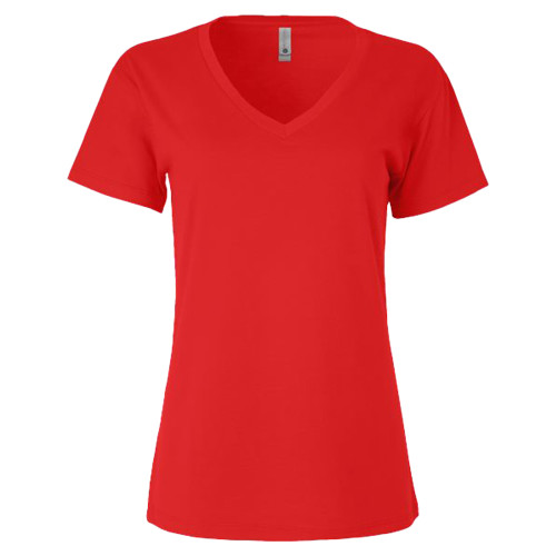 Next Level Womens Red Cotton V Neck Tee-Blank Logo