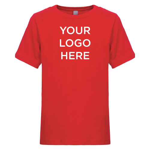 Next Level Youth Red Cotton Tee-Blank Logo