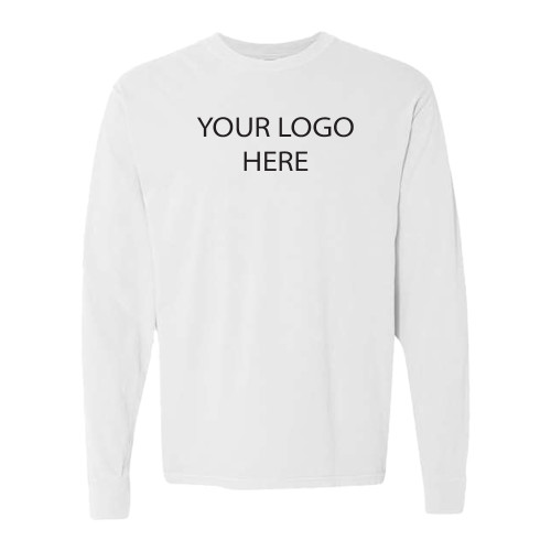 Comfort Colors White Long Sleeve T Shirt-Blank Logo