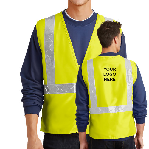 Safety Yellow ANSI 107 Class 2 Safety Vest-Blank Logo