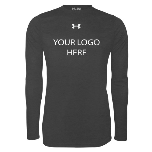 Under Armour Carbon Heather Long Sleeve Tech Tee-Blank Logo