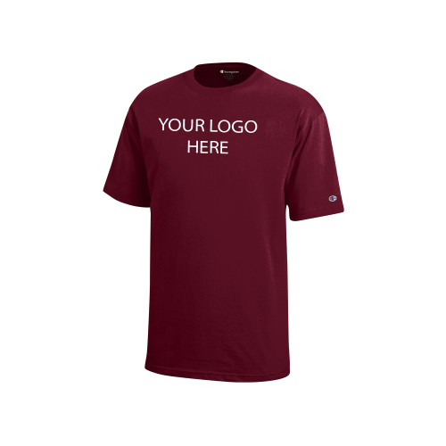 Champion Youth Maroon Short Sleeve Tee-Blank Logo