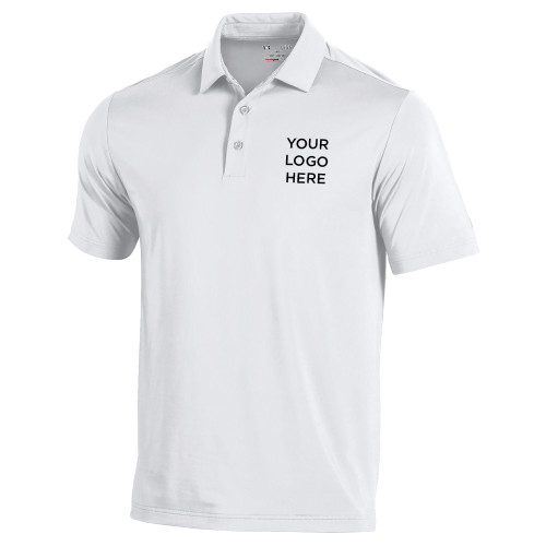 Under Armour White T2 Performance Polo-Blank Logo