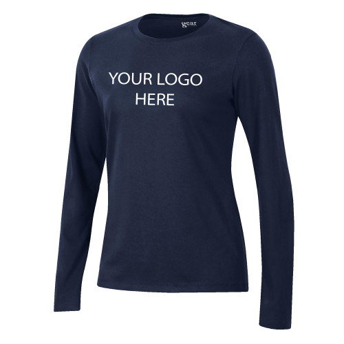 Gear Womens Navy Long Sleeve Tee-Blank Logo