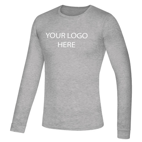 Adidas Medium Grey Heather Creator Performance Long Sleeve Tee-Blank Logo