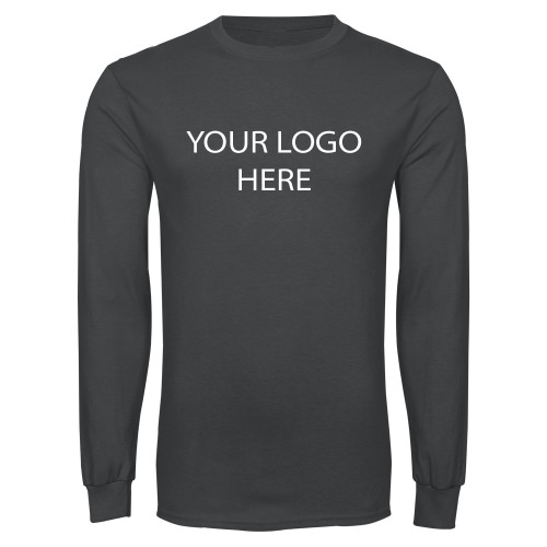 Charcoal Long Sleeve T Shirt-Blank Logo