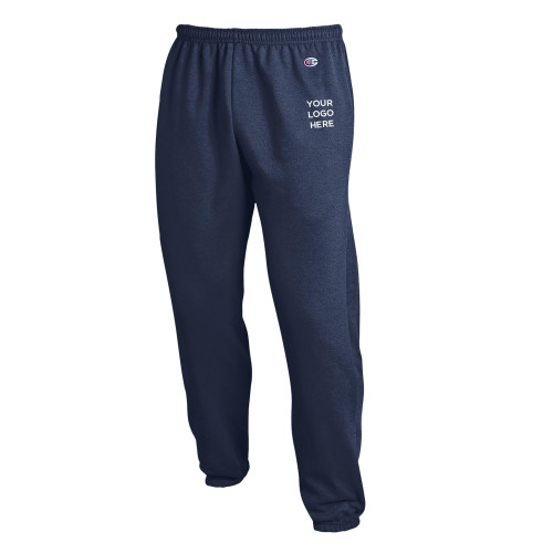 Champion Navy Banded Bottom Sweatpants-Blank Logo
