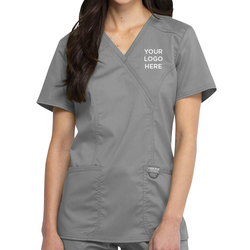 Womens Grey Revolution Scrub Top-Blank Logo