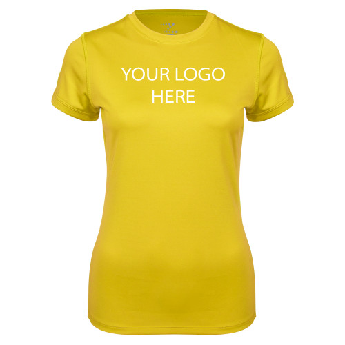 Womens Gold Performance Short Sleeve Tee-Blank Logo