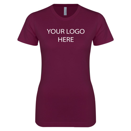 Next Level Womens Maroon Boyfriend Tee-Blank Logo