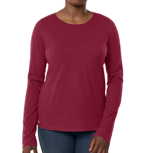 Fall Rush Ladies Maroon Long Sleeve Tee-Blank Logo