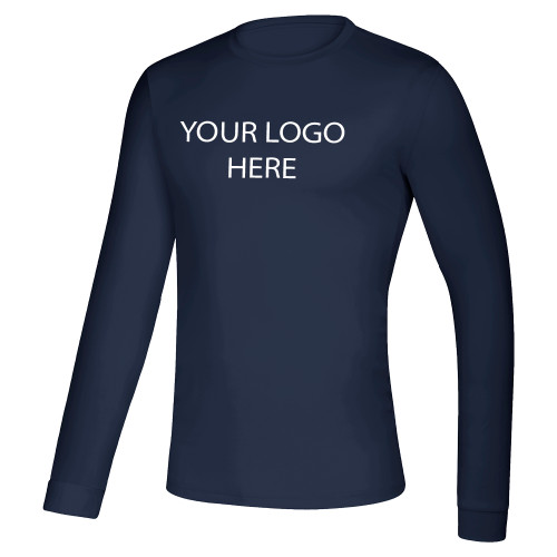 Adidas Navy Creator Performance Long Sleeve Tee-Blank Logo