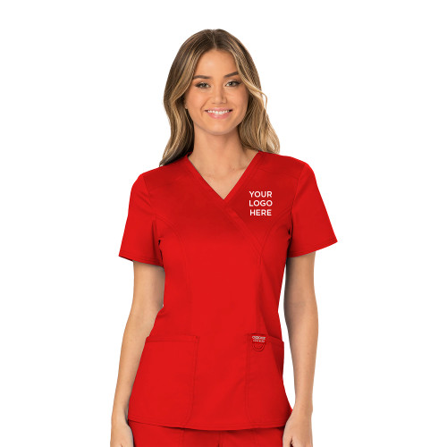 Womens Red Revolution Scrub Top-Blank Logo