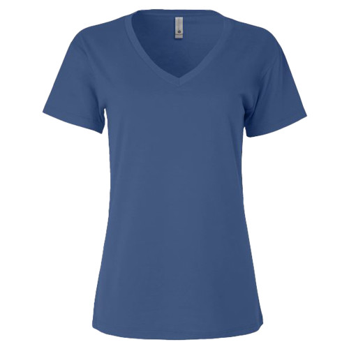 Next Level Womens Royal Cotton V Neck Tee-Blank Logo
