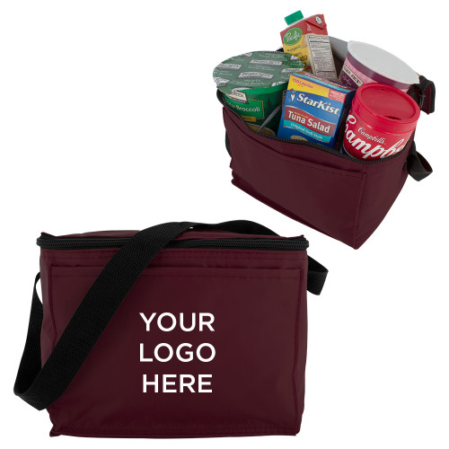 Six Pack Maroon Cooler-Blank Logo