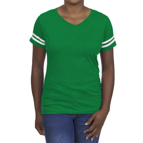 Fall Rush Ladies Kelly Green 60/40 Football Tee-Blank Logo