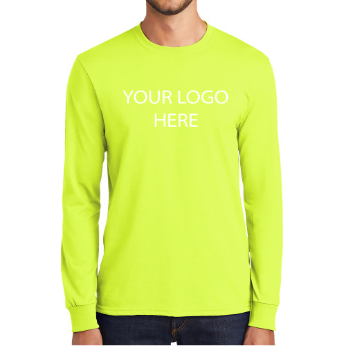 Safety Green Long Sleeve T Shirt-Blank Logo