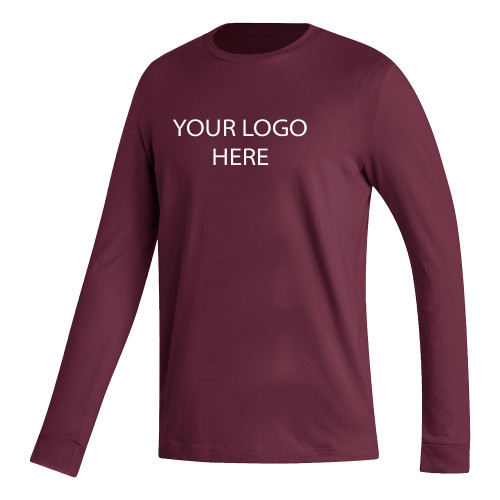 Adidas Maroon Fresh Long Sleeve Tee-Blank Logo