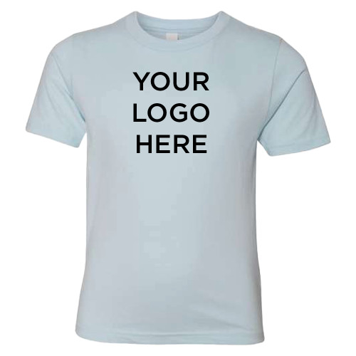 Next Level Youth Light Blue Cotton Tee-Blank Logo