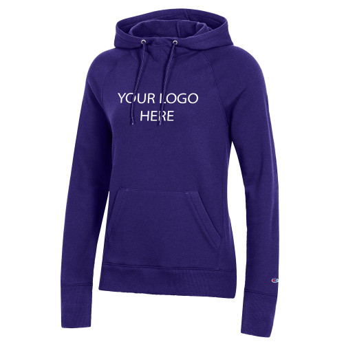 Champion Womens Purple Pull Over Hood-Blank Logo