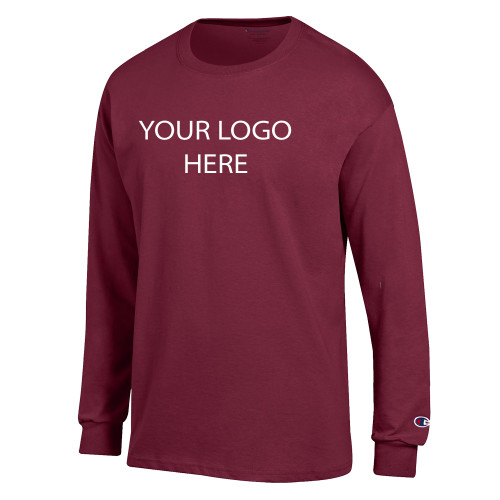 Champion Garnet Long Sleeve T Shirt-Blank Logo