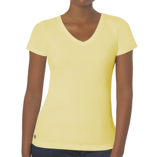 Fall Rush Ladies Soft Yellow V Neck Tee-Blank Logo Foil