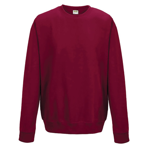 Just Hoods Chili Red College Fleece Crew-Blank Logo