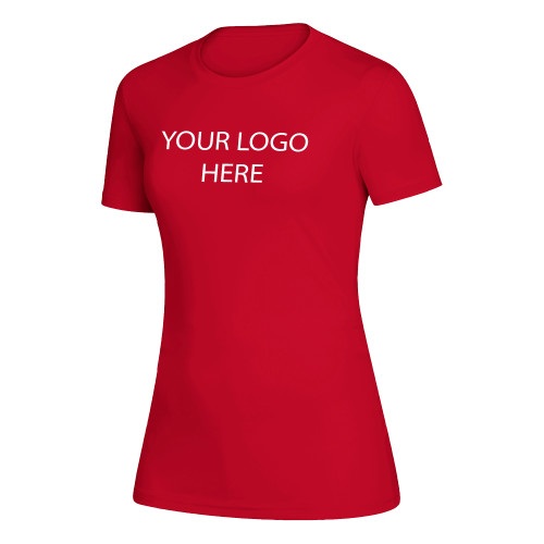 Adidas Womens Red Creator Performance Tee-Blank Logo