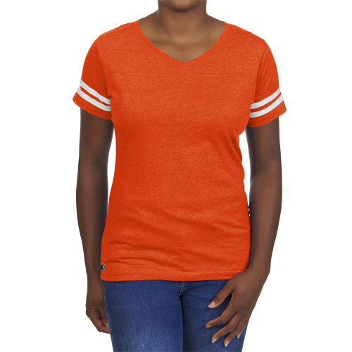 Fall Rush Ladies Orange 60/40 Football Tee-Blank Logo