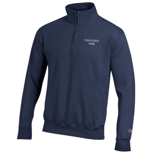 Champion Navy Fleece 1/4 Zip-Blank Logo