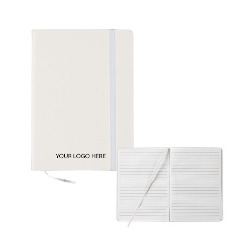 5x7 White Hard Cover Journal-Blank Logo