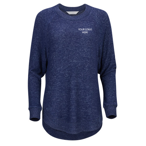 Boxercraft Womens Navy Heather Cuddle Oversized Crew-Blank Logo