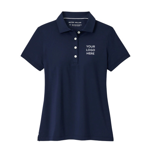 Peter Millar Womens Navy Button Polo-Blank Logo