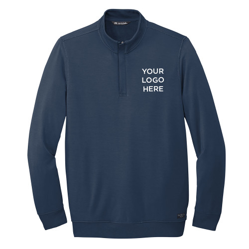 TravisMathew Navy Newport 1/4 Zip Fleece-Blank Logo